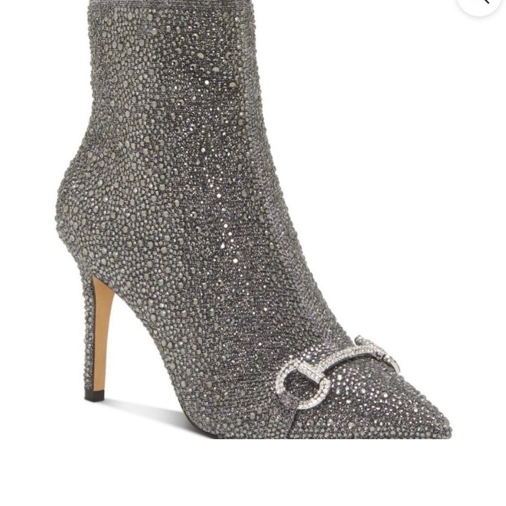 Women's Sparkle Pointed-Toe Sock Boot in Silver